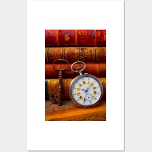 Classic Pocketwatch With old Books And Skeleton Key Posters and Art